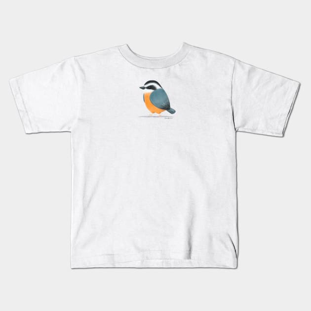 Eurasian Nuthatch Bird Kids T-Shirt by julianamotzko